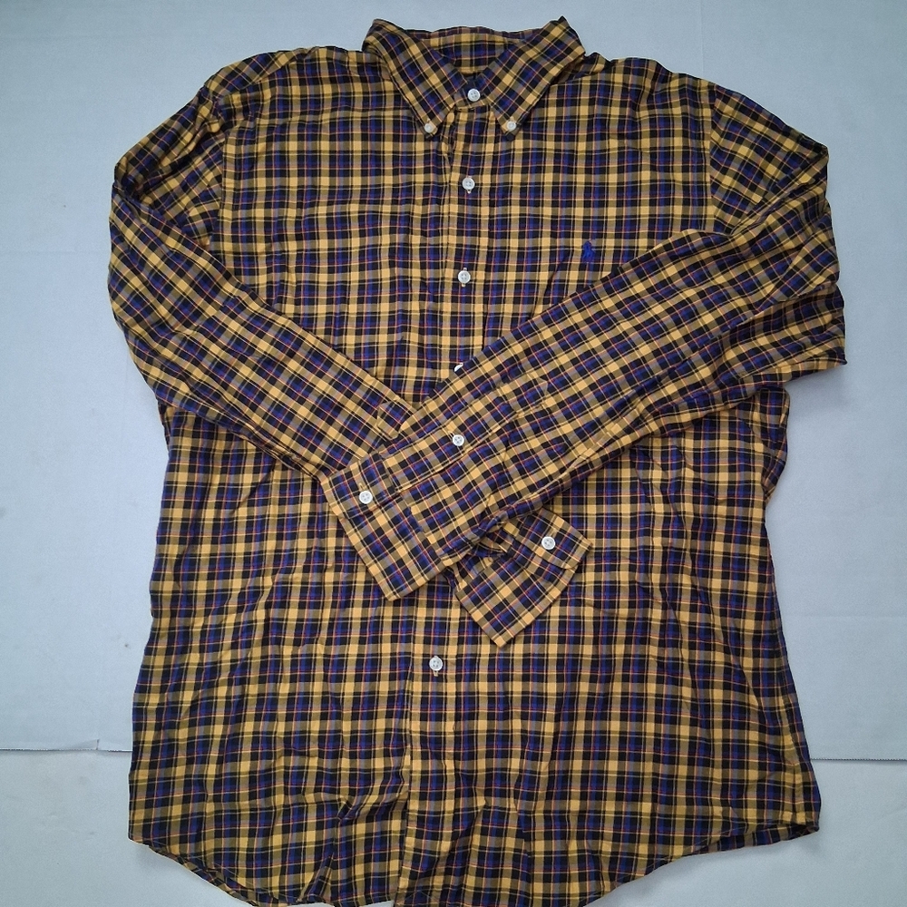 Polo Ralph Lauren Casual Custom Fit Button Down Plaid Shirt (L)